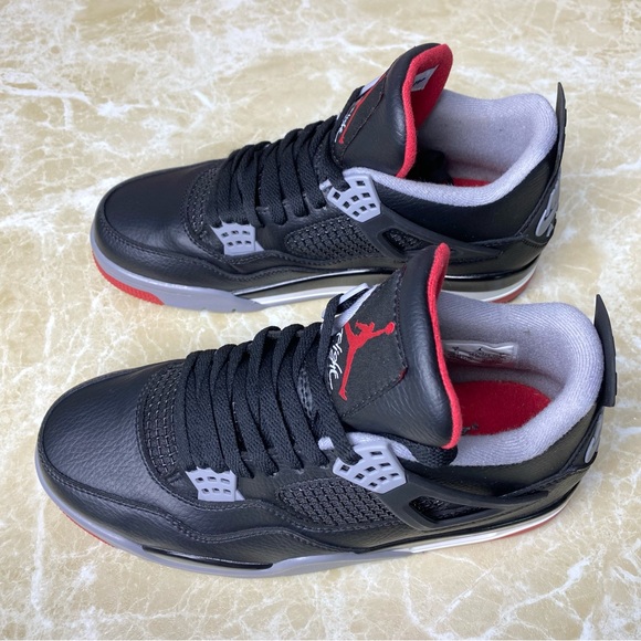 Jordan 4 Retro Bred Reimagined -Men's Black/ Gray Sneakers Shoes - Picture 2 of 10